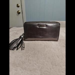 Stella and. Gunmetal Silver Leather Wallet with Tassel
